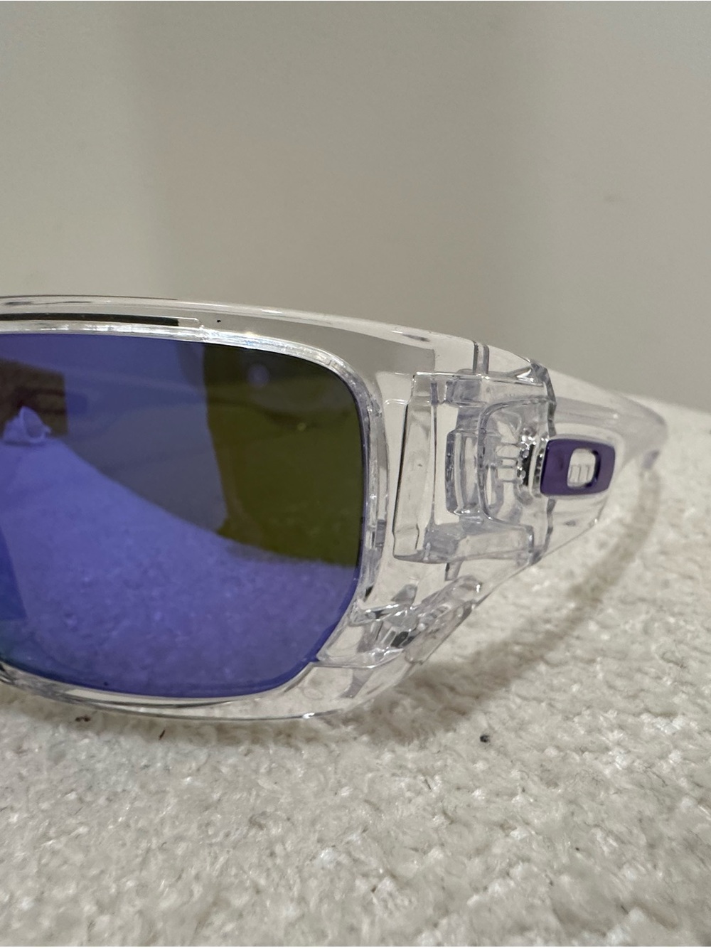 Oakley Clear Frame Sunglasses with Purple Lenses